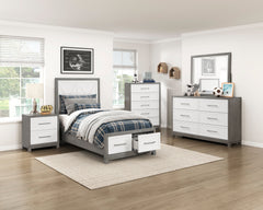 Rowan Silver Twin Platform Bed With Footboard Storage - Ornate Home