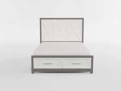 Rowan Silver Twin Platform Bed With Footboard Storage - Ornate Home