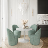 Rowan White/Blue 42 Round Marble Dining Table w/ 4 Landon Chairs - Ornate Home