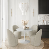 Rowan White/Grey 54 Round Marble Dining Table w/ 4 Landon Chairs - Ornate Home