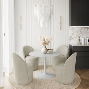 Rowan White/Grey 54 Round Marble Dining Table w/ 4 Landon Chairs - Ornate Home