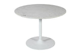 Rowan White/Natural 42 Round Marble Dining Table w/ 4 Landon Chairs - Ornate Home