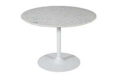 Rowan White/Grey 42 Round Marble Dining Table w/ 4 Landon Chairs - Ornate Home