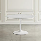 Rowan White/Natural 42 Round Marble Dining Table w/ 4 Landon Chairs - Ornate Home