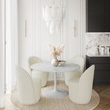 Rowan White/Natural 54 Round Marble Dining Table w/ 4 Landon Chairs - Ornate Home