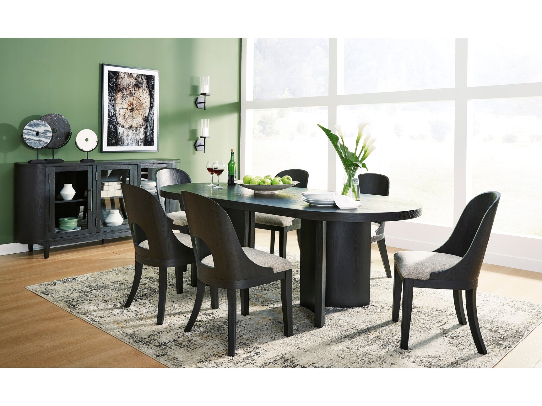 Rowanbeck Black Dining Room Set / 7pc - Ornate Home