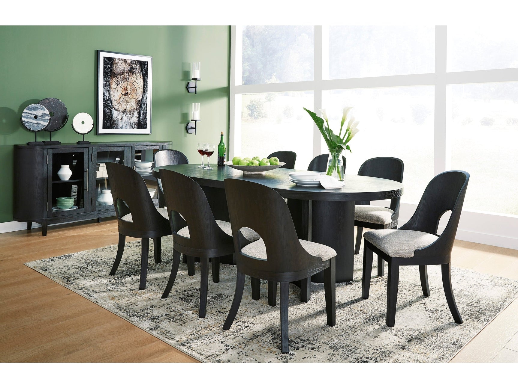 Rowanbeck Black Dining Room Set / 9pc (Online Special Price) - Ornate Home