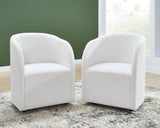 Rowanbeck Black Dining Room Set w/ 4 Fully Upholstered White Armchairs  / 5pc (Online Special Price) - Ornate Home