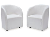 Rowanbeck Black Dining Room Set w/ 4 Fully Upholstered White Armchairs  / 5pc (Online Special Price) - Ornate Home