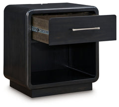 Rowanbeck Black Nightstand - Ornate Home