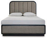 Rowanbeck Black Queen Upholstered Panel Bed & Dresser & Mirror (Online Special Price) - Ornate Home