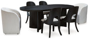 Rowanbeck Gray/Black Dining Table, 2 Arm Chairs and 4 Side Chairs (Online Special Price) - Ornate Home
