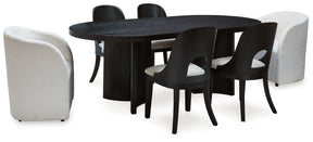 Rowanbeck Gray/Black Dining Table, 2 Arm Chairs and 4 Side Chairs (Online Special Price) - Ornate Home
