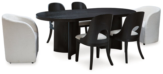 Rowanbeck Gray/Black Dining Table, 2 Arm Chairs and 4 Side Chairs (Online Special Price) - Ornate Home