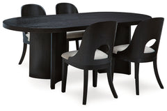 Rowanbeck Gray/Black Dining Table and 4 Chairs - Ornate Home