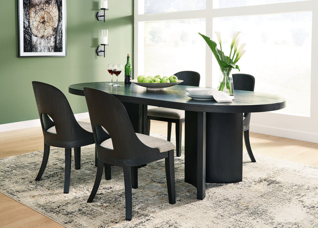 Rowanbeck Gray/Black Dining Table and 4 Chairs - Ornate Home