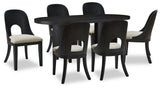 Rowanbeck Gray/Black Dining Table and 6 Chairs - Ornate Home