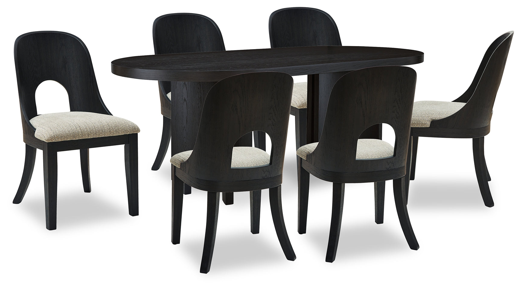 Rowanbeck Gray/Black Dining Table and 6 Chairs - Ornate Home