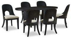 Rowanbeck Gray/Black Dining Table and 6 Chairs - Ornate Home