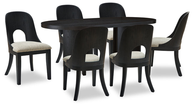 Rowanbeck Gray/Black Dining Table and 6 Chairs - Ornate Home