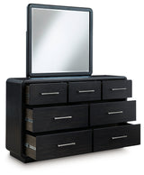 Rowanbeck Gray/Black King Panel Bed, Dresser, Mirror, Chest and Nightstand (Online Special Price) - Ornate Home
