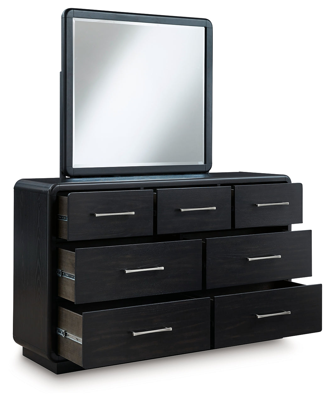 Rowanbeck Gray/Black King Panel Bed, Dresser, Mirror, Chest and Nightstand (Online Special Price) - Ornate Home