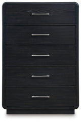 Rowanbeck Gray/Black King Panel Bed, Dresser, Mirror, Chest and Nightstand (Online Special Price) - Ornate Home