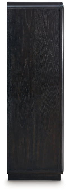 Rowanbeck Gray/Black King Panel Bed, Dresser, Mirror, Chest and Nightstand - Ornate Home