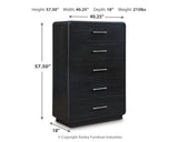 Rowanbeck Gray/Black King Panel Bed, Dresser, Mirror, Chest and Nightstand - Ornate Home