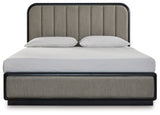 Rowanbeck Gray/Black King Panel Bed, Dresser, Mirror, Chest and Nightstand - Ornate Home