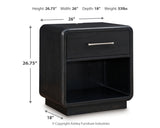 Rowanbeck Gray/Black King Panel Bed, Dresser, Mirror, Chest and Nightstand - Ornate Home