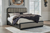 Rowanbeck Gray/Black King Panel Bed, Dresser, Mirror, Chest and Nightstand - Ornate Home