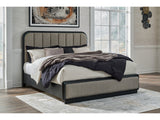 Rowanbeck Gray/Black King Upholstered Panel Bed (Online Special Price) - Ornate Home