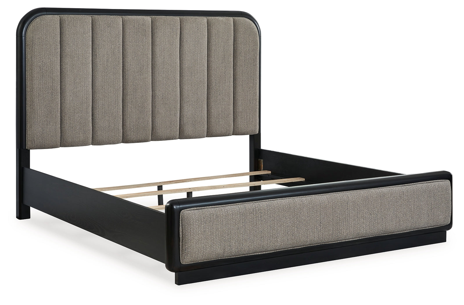 Rowanbeck Gray/Black King Upholstered Panel Bed (Online Special Price) - Ornate Home