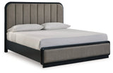 Rowanbeck Gray/Black King Upholstered Panel Bed (Online Special Price) - Ornate Home