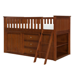 Rowe Brown Low Loft Bunk With Bookcase And 2 Dressers - Ornate Home