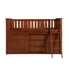 Rowe Brown Low Loft Bunk With Bookcase And 2 Dressers - Ornate Home