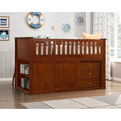 Rowe Brown Low Loft Bunk With Bookcase And 2 Dressers - Ornate Home