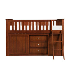 Rowe Brown Low Loft Bunk With Bookcase And 2 Dressers - Ornate Home