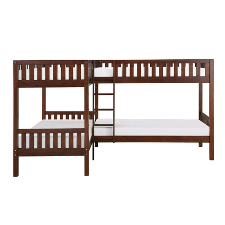 Rowe Dark Cherry Corner Bunk Bed - Ornate Home