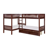 Rowe Dark Cherry Corner Bunk Bed With Storage Boxes - Ornate Home
