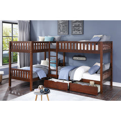 Rowe Dark Cherry Corner Bunk Bed With Storage Boxes - Ornate Home