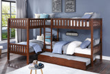 Rowe Dark Cherry Corner Bunk Bed with Twin Trundle - Ornate Home
