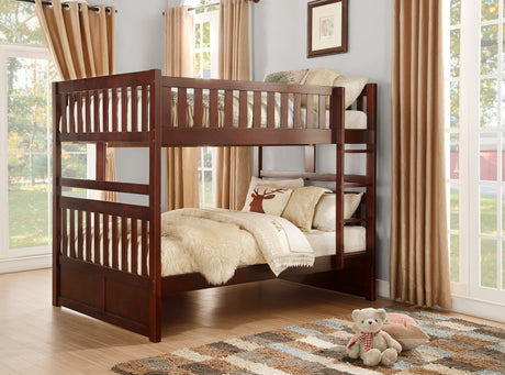 Rowe Dark Cherry Full/Full Bunk Bed - Ornate Home