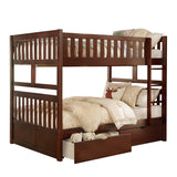 Rowe Dark Cherry Full/Full Bunk Bed With Storage Boxes - Ornate Home