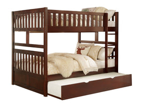 Rowe Dark Cherry Full/Full Bunk Bed with Twin Trundle - Ornate Home
