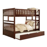 Rowe Dark Cherry Full/Full Bunk Bed with Twin Trundle - Ornate Home