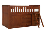 Rowe Dark Cherry Low Loft Bunk with Bookcase & 2 Dressers - Ornate Home