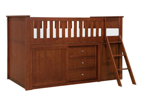 Rowe Dark Cherry Low Loft Bunk with Bookcase & 2 Dressers - Ornate Home