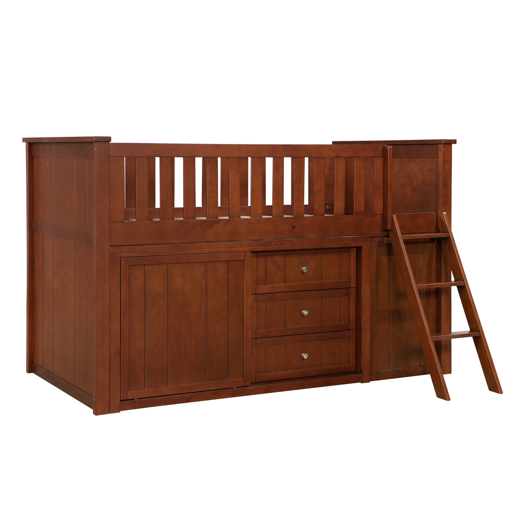 Rowe Dark Cherry Low Loft Bunk with Bookcase & 2 Dressers - Ornate Home